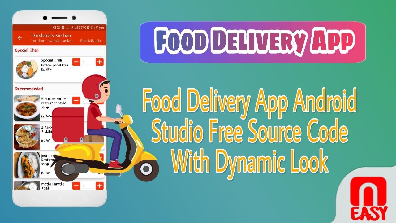 Thumbnail of Food Delivery App Android Studio Project Free Source Code And Modification Tutorial | MakeEasy