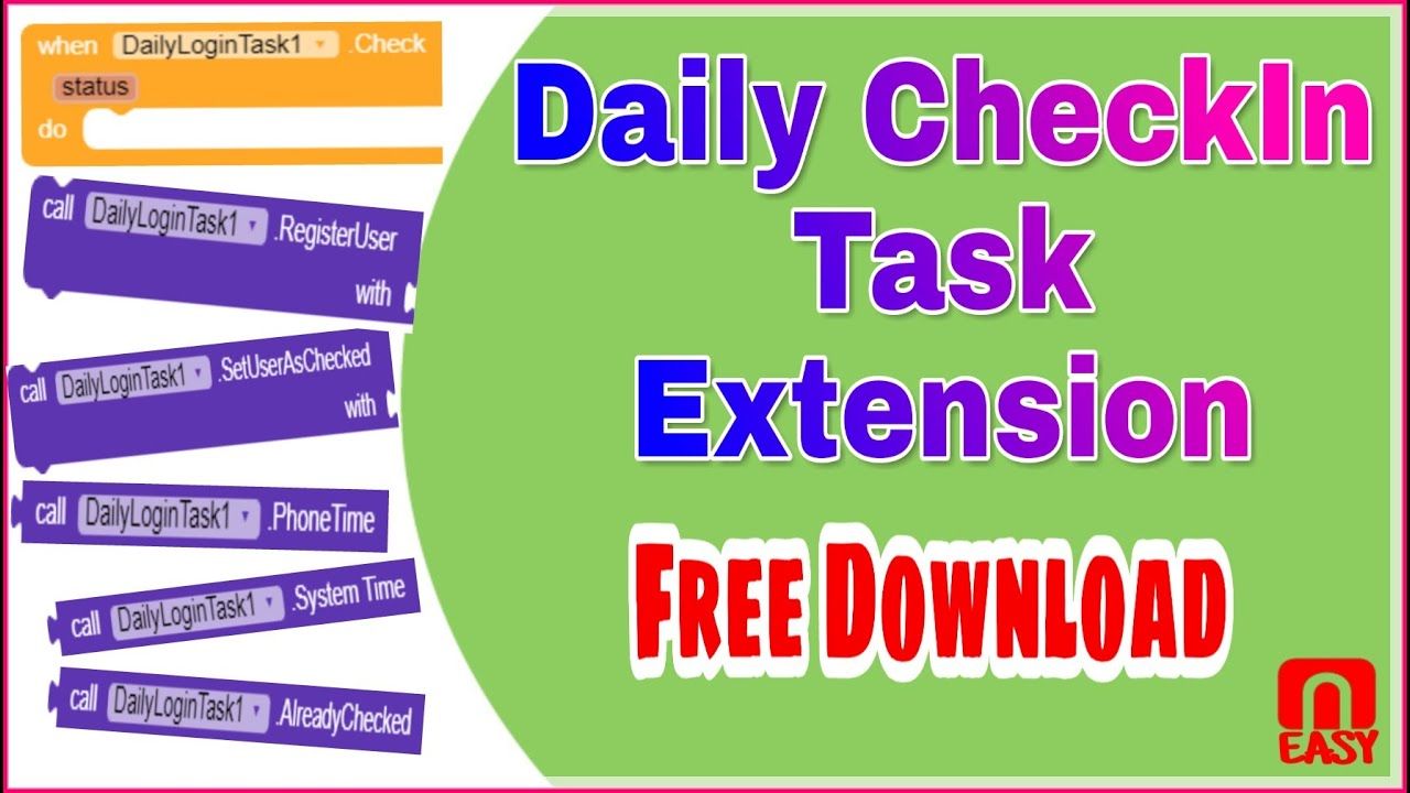 Thumbnail of Daily CheckIn Task Extension | For Kodular, Thunkable, App Inventor Platform | MakeEasy